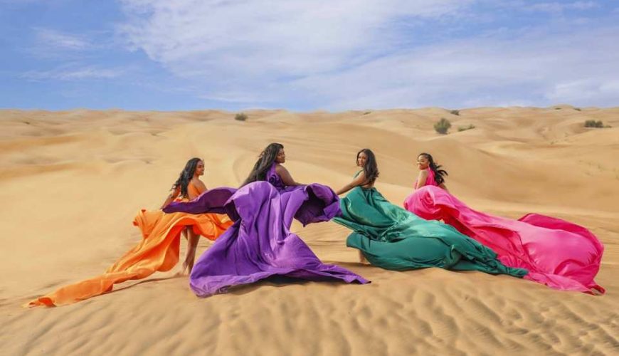 Dubai Flying Dress Photo Shoot with Transfers